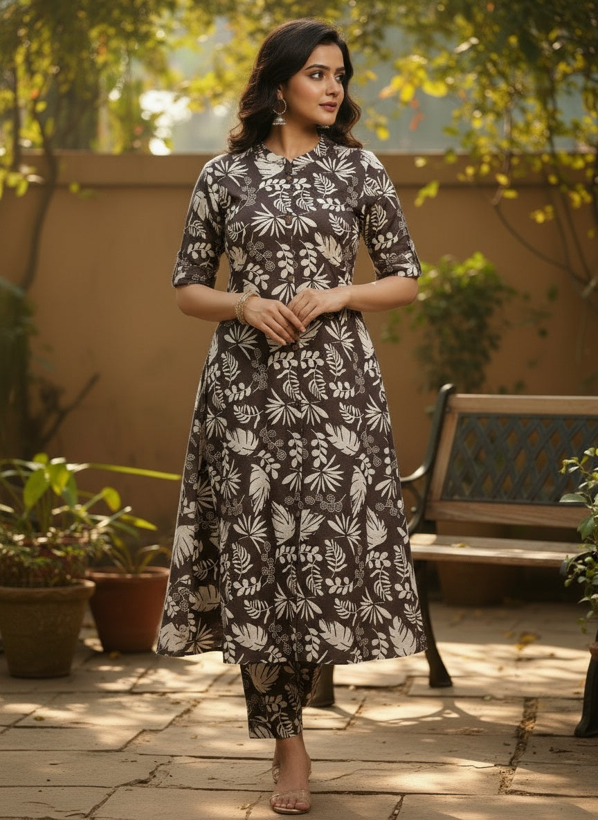 DarkBrown Pure Cotton Kurta and Pants