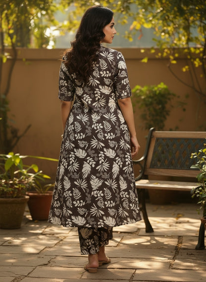 DarkBrown Pure Cotton Kurta and Pants