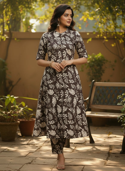 DarkBrown Pure Cotton Kurta and Pants