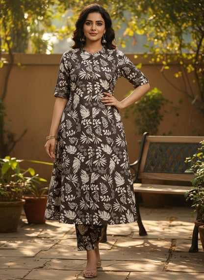 DarkBrown Pure Cotton Kurta and Pants