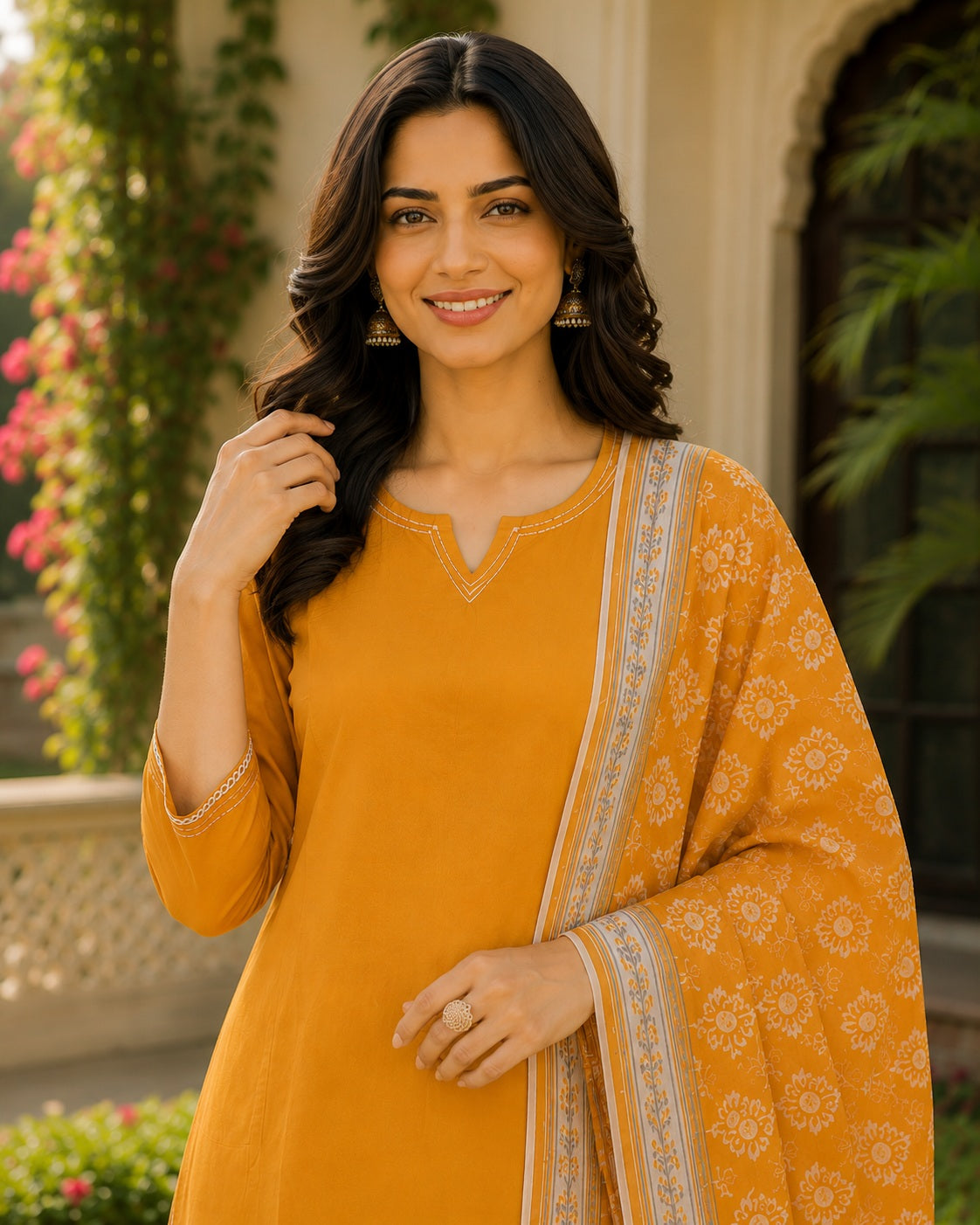 Pure Cotton Kurta and Pants with Dupatta