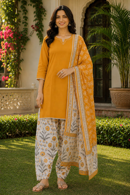Pure Cotton Kurta and Pants with Dupatta